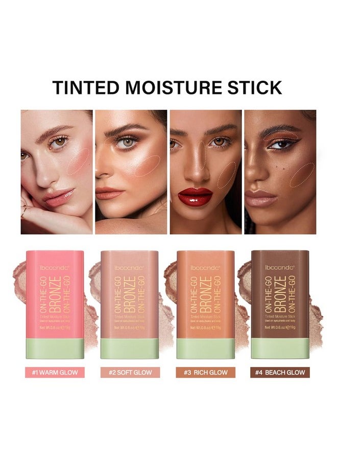 GECOMO On-The-Go Soft Creamy Highlighter Blush Bronzer Makeup Stick,Blendable Natural Glow Makeup Cream Blush Highligh 0.6 Oz - 04 BEACH GLOW
