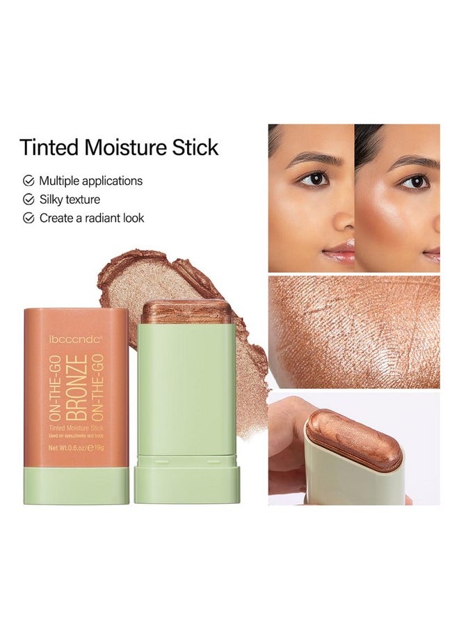 GECOMO On-The-Go Soft Creamy Highlighter Blush Bronzer Makeup Stick,Blendable Natural Glow Makeup Cream Blush Highligh 0.6 Oz - 04 BEACH GLOW