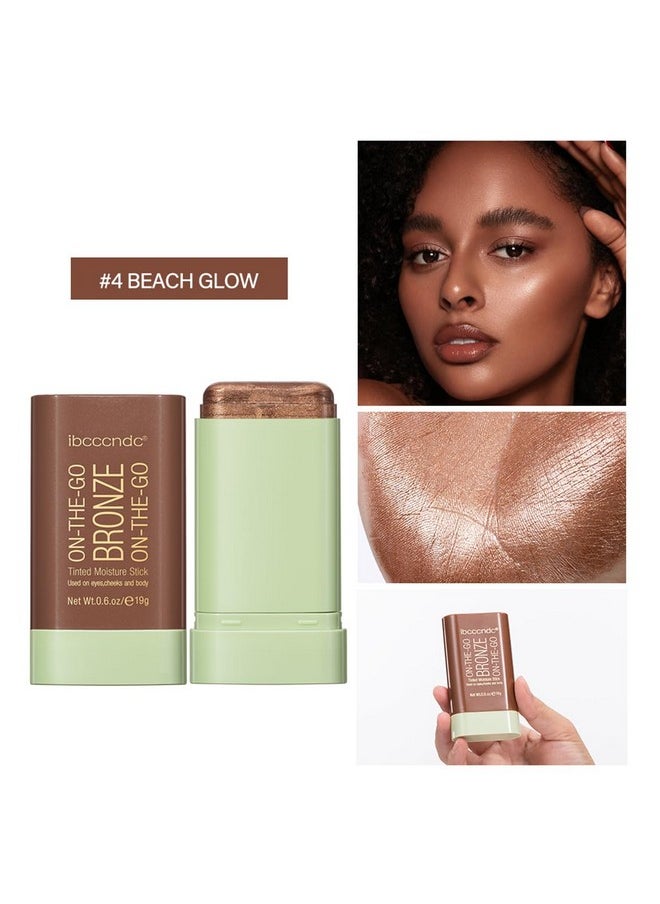 GECOMO On-The-Go Soft Creamy Highlighter Blush Bronzer Makeup Stick,Blendable Natural Glow Makeup Cream Blush Highligh 0.6 Oz - 04 BEACH GLOW