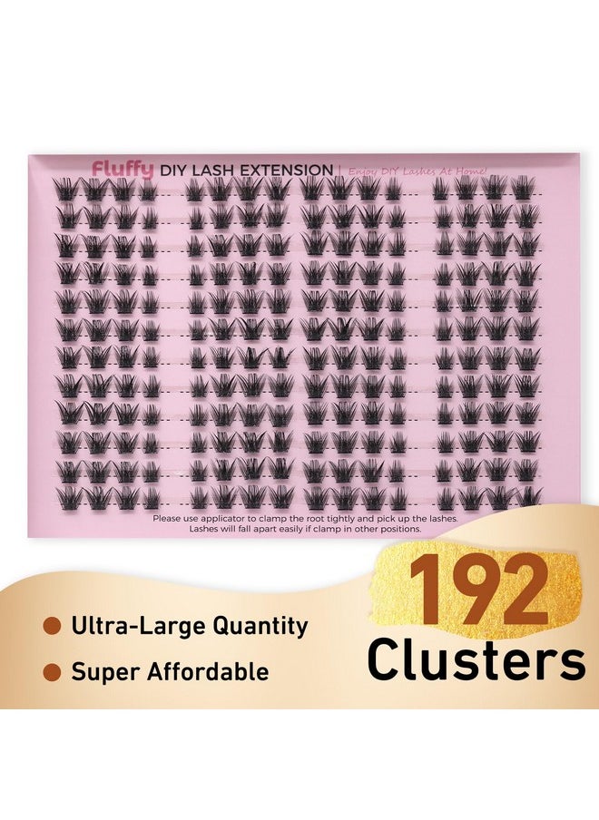 Miuffue Cluster Eyelash Extensions 192 PCS Cluster Lashes Wispy DIY Individual Lashes Cluster Super Thin Band Eyelash Clusters Soft Mink False Eyelashes Mixed Tray