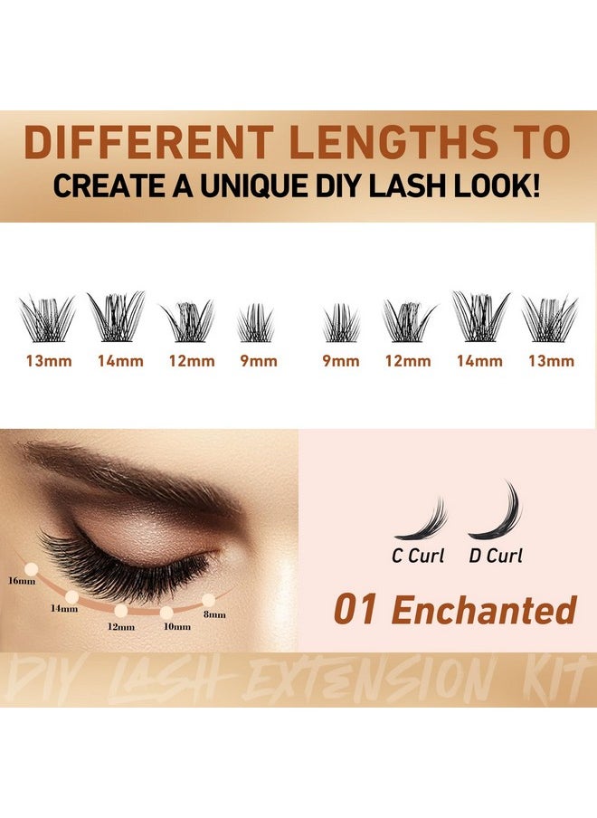 Miuffue Cluster Eyelash Extensions 192 PCS Cluster Lashes Wispy DIY Individual Lashes Cluster Super Thin Band Eyelash Clusters Soft Mink False Eyelashes Mixed Tray