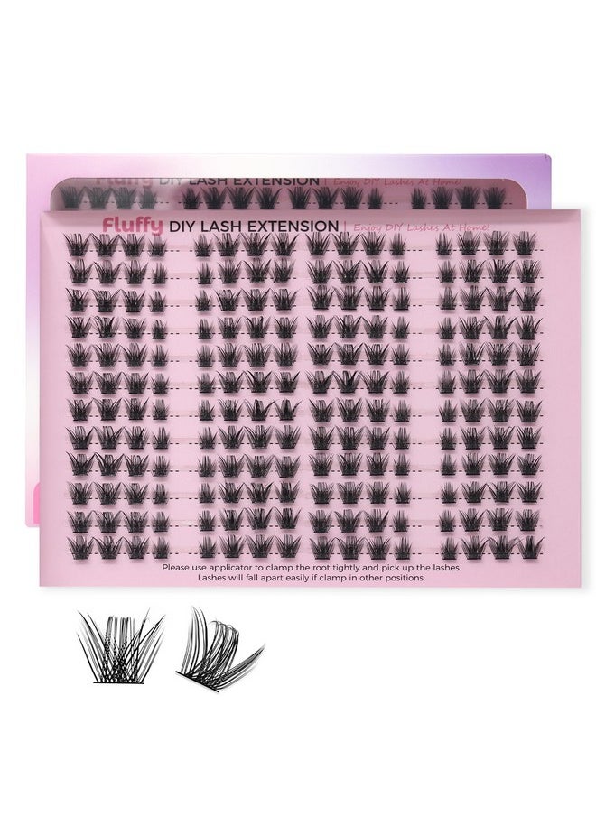 Miuffue Cluster Eyelash Extensions 192 PCS Cluster Lashes Wispy DIY Individual Lashes Cluster Super Thin Band Eyelash Clusters Soft Mink False Eyelashes Mixed Tray