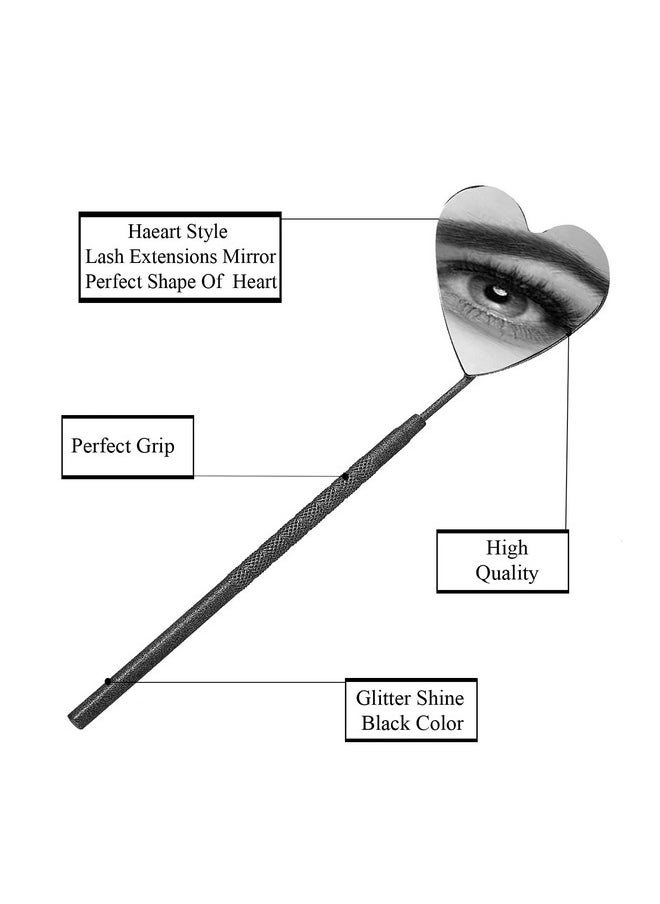 Individual Lash Supplies for Eyelash Extension Mirror Black Glitter Eye Lash Tool for Eyelash Extensions Kit Professional Eyelash Extension Tools Eye Lash Extension Starters Kit Lash Mirror Tool