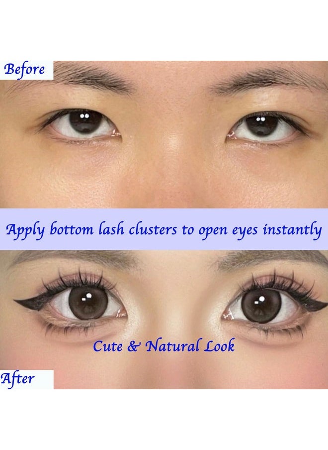 DAODER Bottom Lashes Natural Lower Lash Extension Wispy Under Eyelash Extension with Clear Band 6mm Bottom Individua Lashes (Bottom Lashes Kitten)
