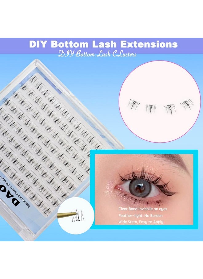 DAODER Bottom Lashes Natural Lower Lash Extension Wispy Under Eyelash Extension with Clear Band 6mm Bottom Individua Lashes (Bottom Lashes Kitten)