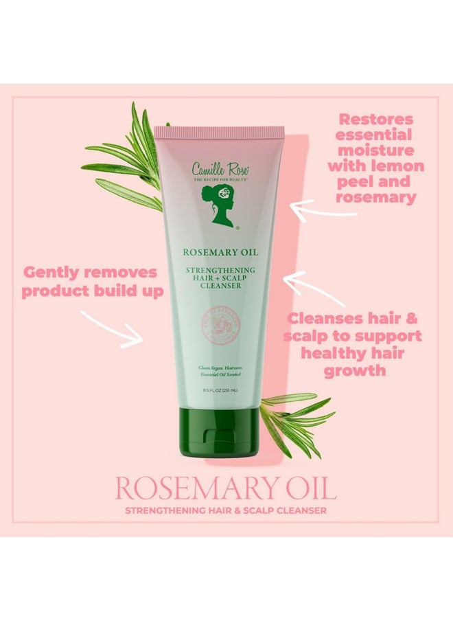 Camille Rose Rosemary Oil Hair and Scalp Cleanser | Castor Oil, Peppermint & Rosemary Essential Oils to Encourage Hair Growth & Strengthen | Natural Build Up Remover | 8.5 fl oz