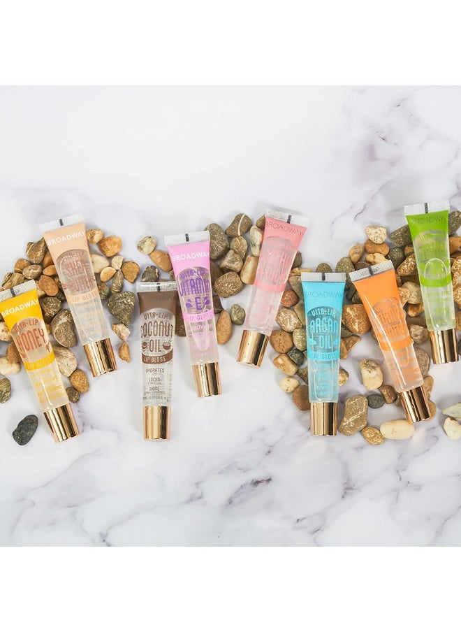 Ruby Kisses Broadway Vita-Lip Clear Lip Gloss - Moisturizing, Hydrating, Nourishing with Mint, Rosehip, Coconut, Mango, Argan, Honey & Shea