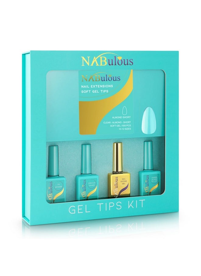 NABulous Professional Starter Kit | Almond Shape, Short Length | Quick & Easy Gel Kit, Salon Quality At-Home Gel Kit | Box of Nail Extensions | DIY Manicure in a Minute Kit (Almond Short)