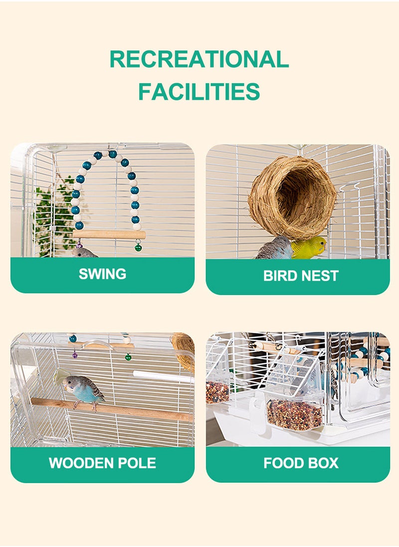 Acrylic Bird Cage Bird House Parrot Cage Breathable Lightweight Parrot Cage for Small Birds 40*28*35cm