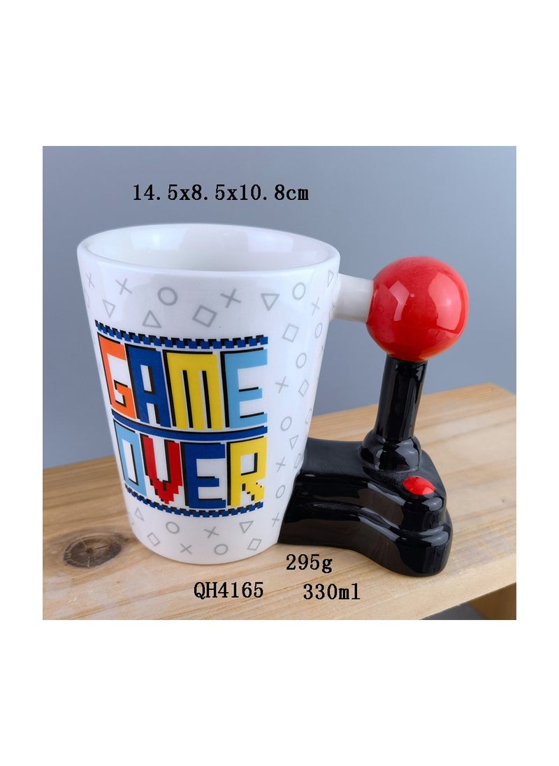 Creative game handle ceramic mug color letter game console rocker ceramic cup cartoon coffee cup/spherical handle cup