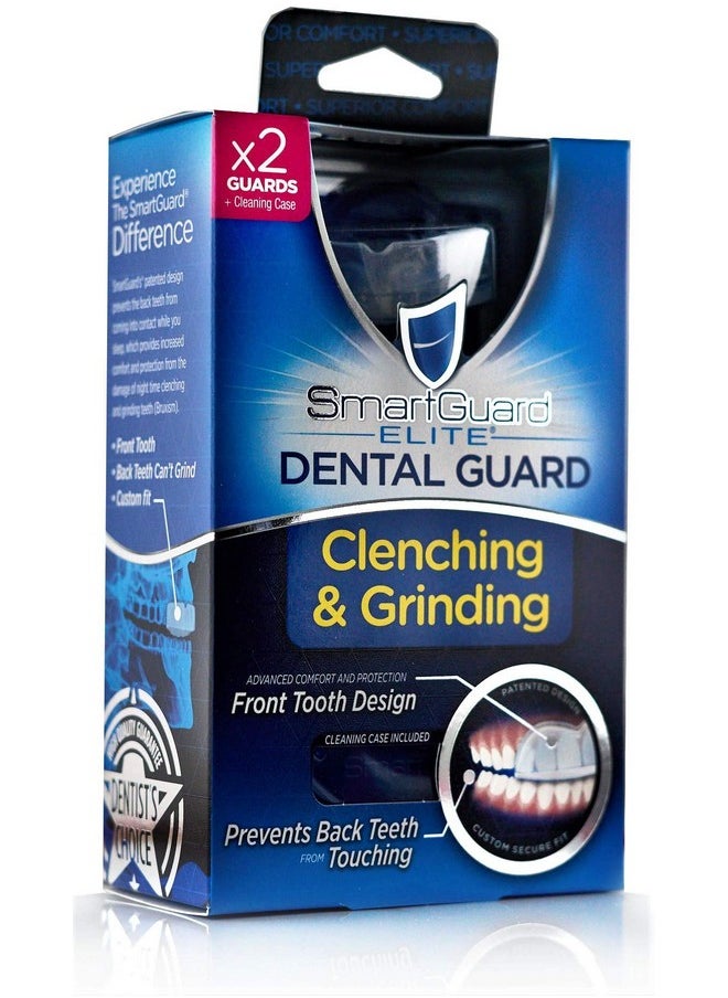 Dental Guard SMARTGUARD ELITE (2 Guards 1 Travel case) Front tooth Custom Anti Teeth Grinding Night Guard for Clenching - Dentist Designed - Bruxing Splint Mouth Protector for Relief of Symptoms