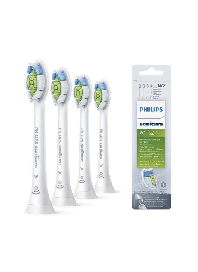 Philips Sonicare Original W2 Optimal White Standard Sonic Toothbrush Heads - 4 Pack in White (Model HX6064/10)