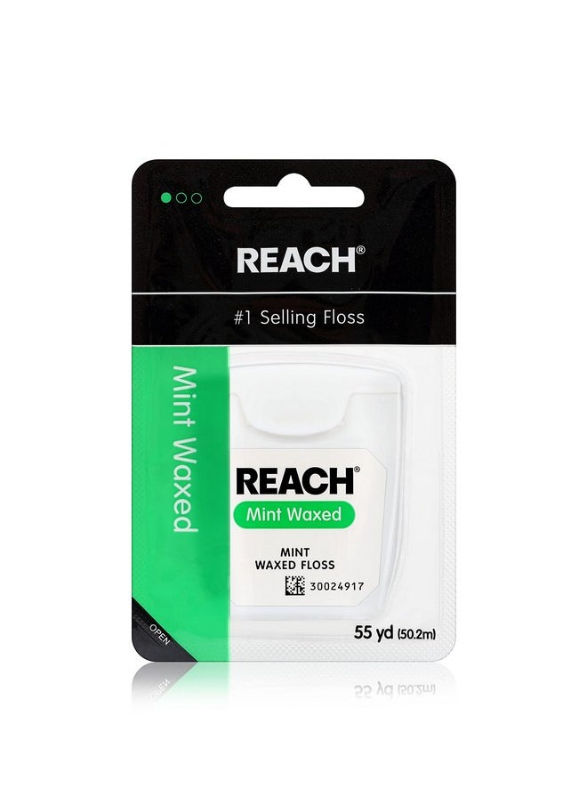 Reach Waxed Dental Floss | Effective Plaque Removal, Extra Wide Cleaning Surface | Shred Resistance & Tension, Slides Smoothly & Easily, PFAS FREE | Mint Flavored, 55 Yards, 1 Pack