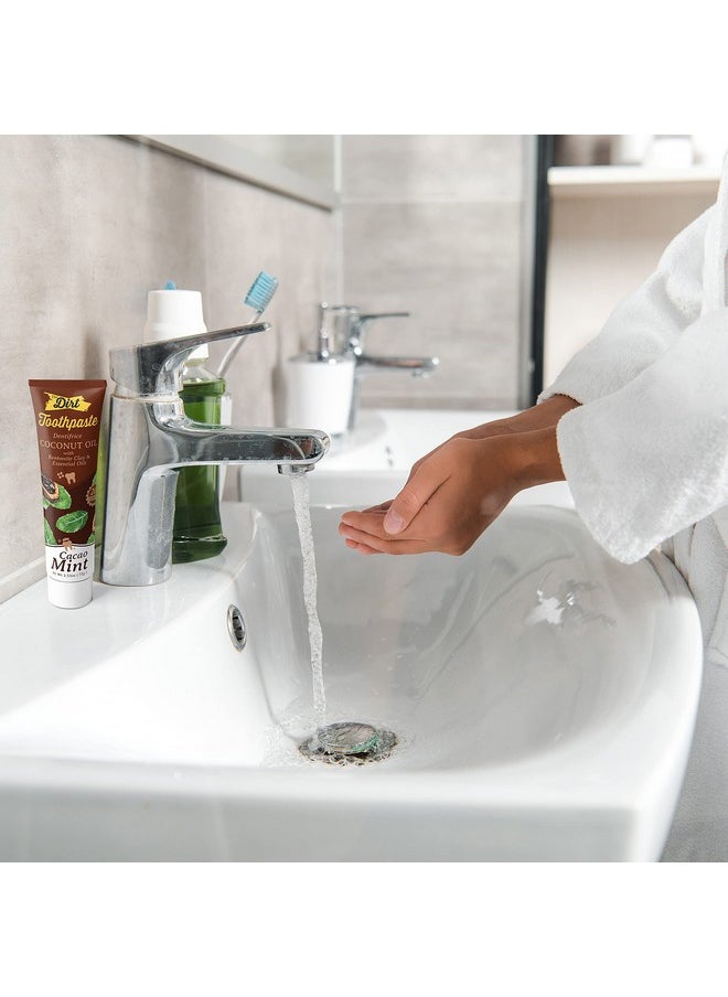 THE DIRT Coconut Oil Toothpaste - Fluoride & Gluten Free - Natural Oral Care for a Refreshing Smile - Cacao Mint Flavor (72g: 10 Weeks Supply)