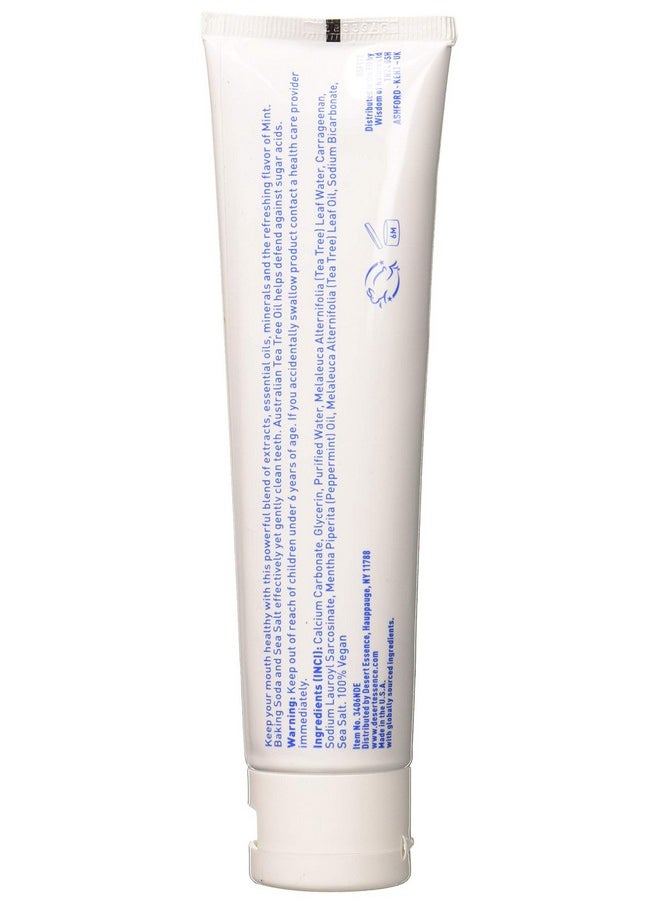 Desert Essence Tea Tree Oil Toothpaste - Mint - 6.25 Ounce - Refreshing Taste - Deep Cleans Teeth & Gums - Helps Fight Plaque - Sea Salt - Pure Essential Oil - Baking Soda - Promotes Healthy Mouth