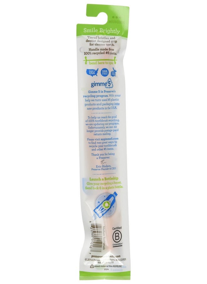 Preserve Adult Medium Toothbrush with Mailer Assorted Colors, 6 Count