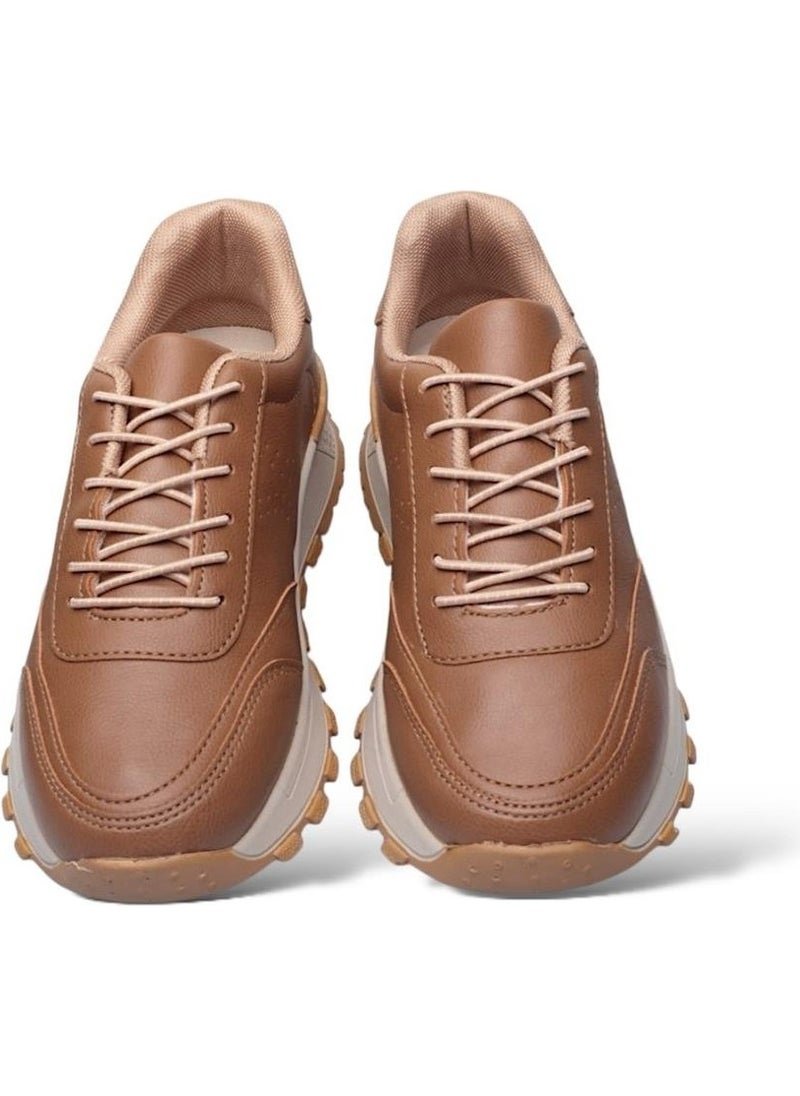 Women's Lace-Up Easy-to-Wear Seasonal Sneakers Sports Shoes Tan