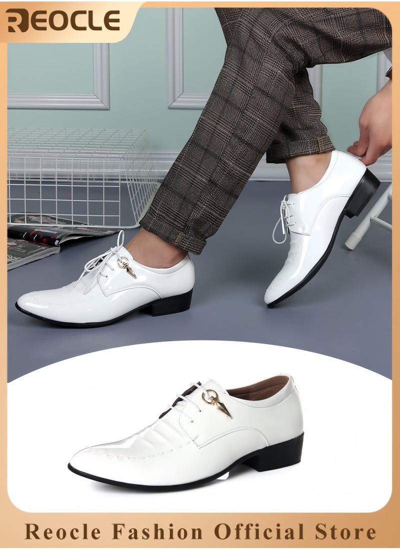 Men's Dress Shoes Pointed-Toe Shiny Shoes Tuxedo Shoes PU Leather Shoes Business Formal Classic Flat Shoes Loafer for Wedding & Cocktail & Party