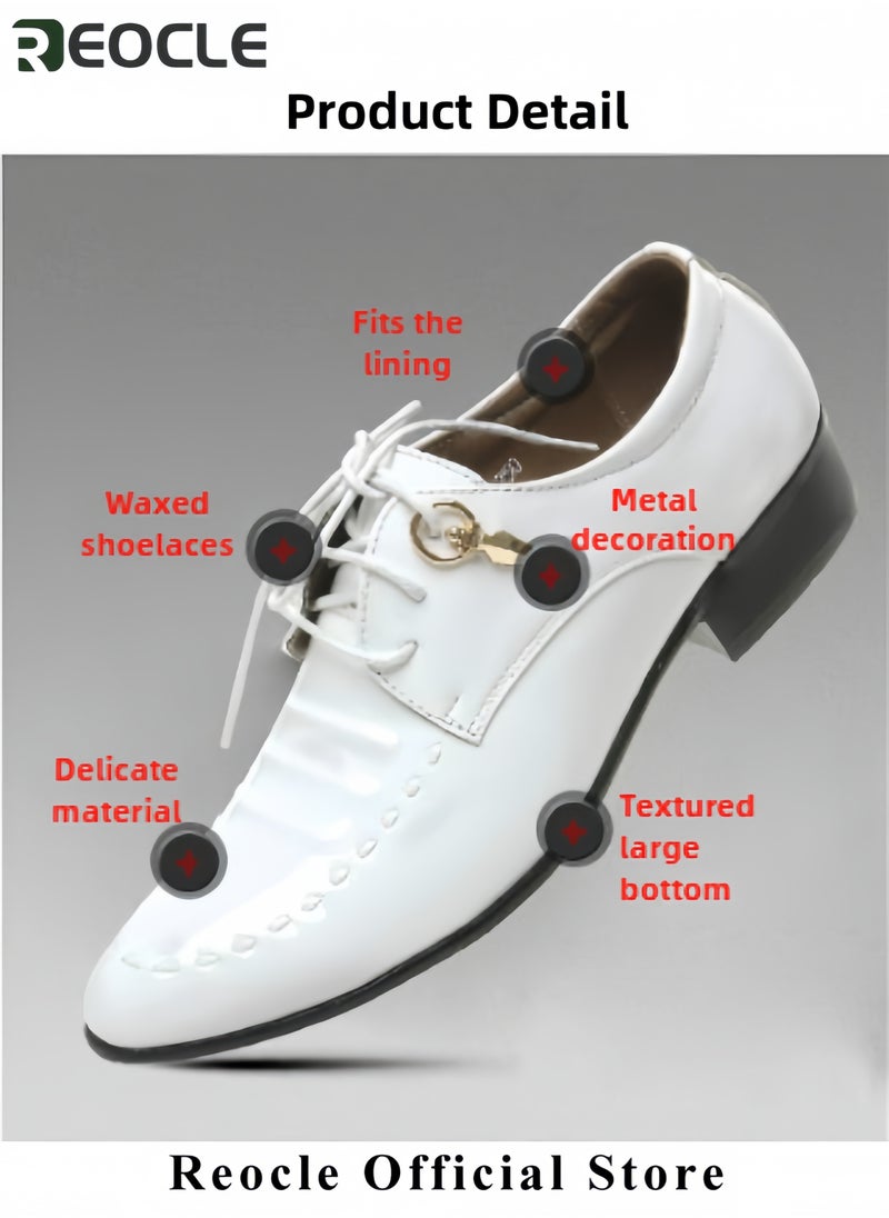 Men's Dress Shoes Pointed-Toe Shiny Shoes Tuxedo Shoes PU Leather Shoes Business Formal Classic Flat Shoes Loafer for Wedding & Cocktail & Party