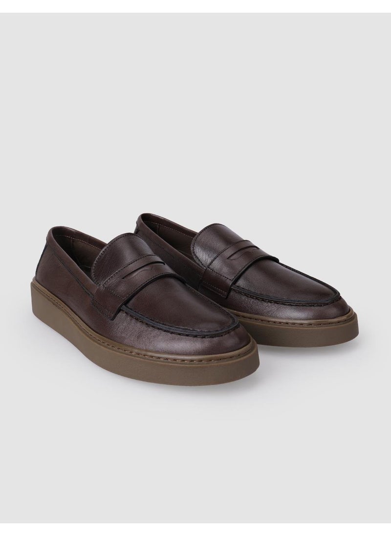 100% Genuine Leather Brown Men's Casual Shoes