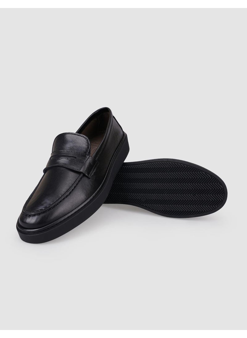 100% Genuine Leather Black Men's Casual Shoes