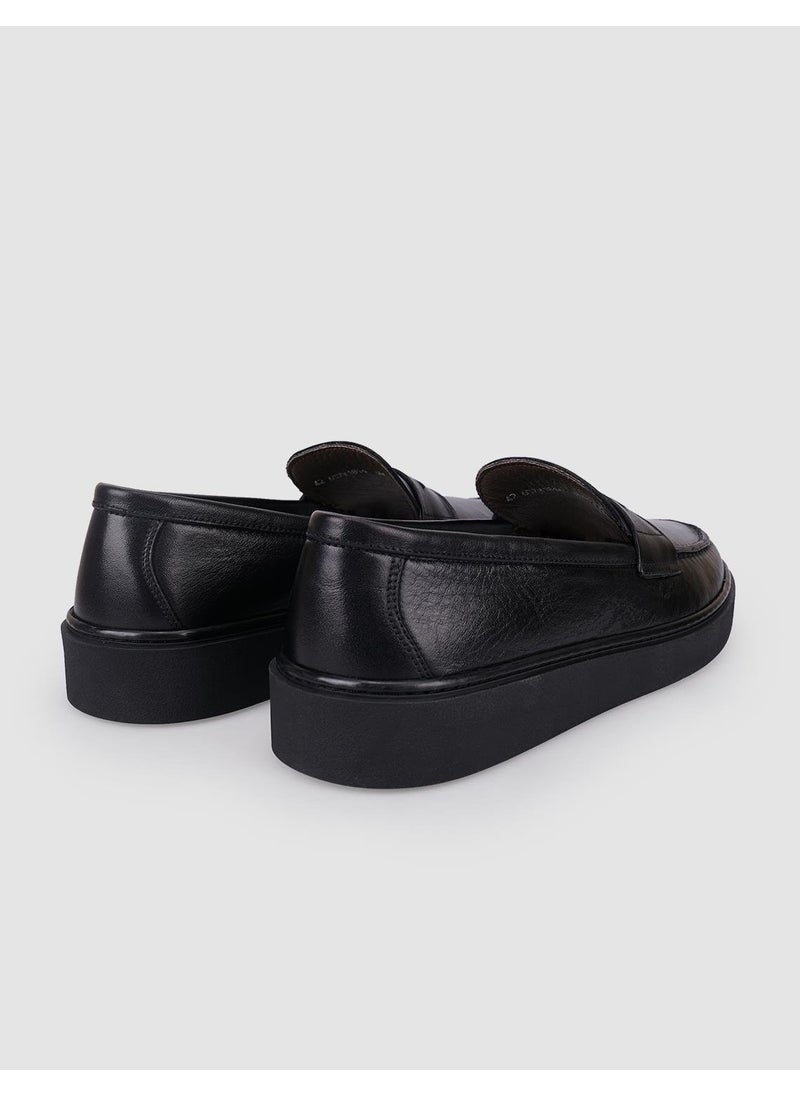 100% Genuine Leather Black Men's Casual Shoes