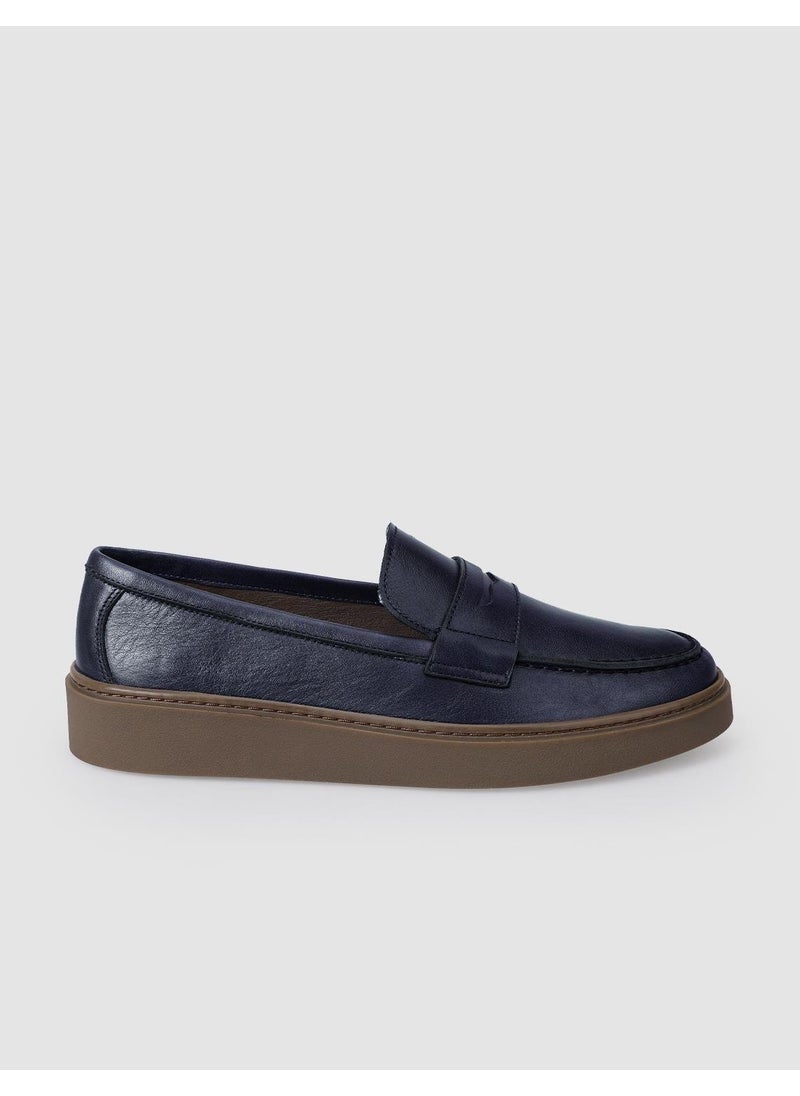Leather Navy Blue Men's Casual Shoes