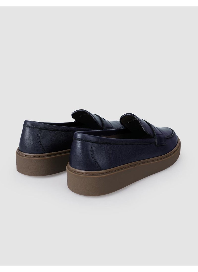 Leather Navy Blue Men's Casual Shoes