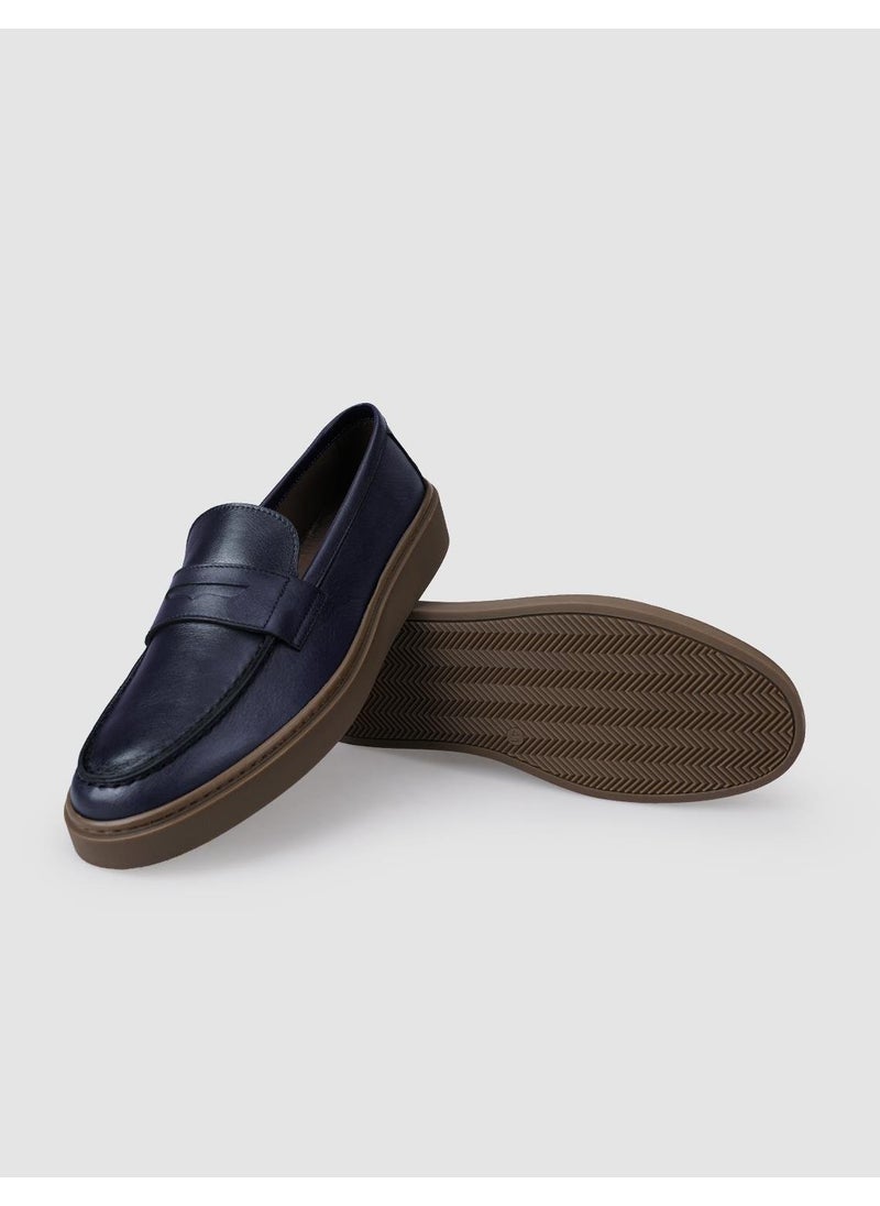 Leather Navy Blue Men's Casual Shoes