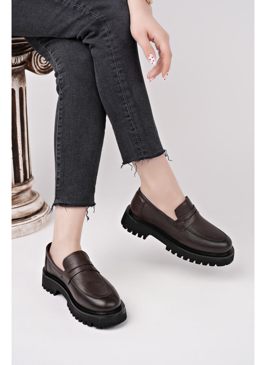 Paradise Genuine Leather Thick Sole Daily Casual Moccasin Women's Loafer Shoes