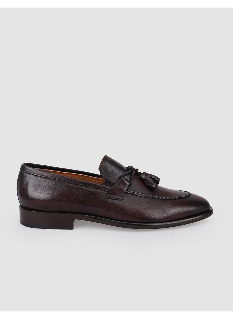 100% Genuine Leather Brown Bow Detailed Men's Classic Shoes