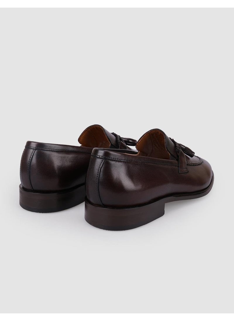100% Genuine Leather Brown Bow Detailed Men's Classic Shoes