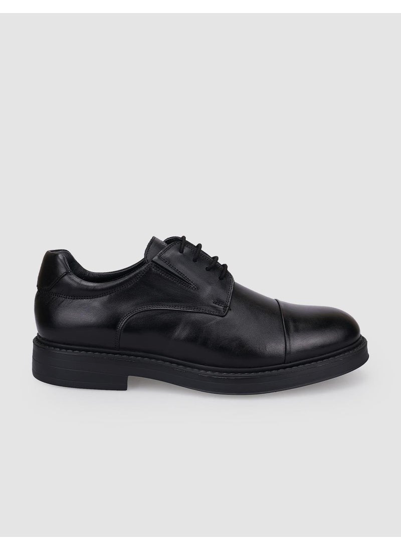 100% Genuine Leather Black Lace-Up Men's Casual Shoes