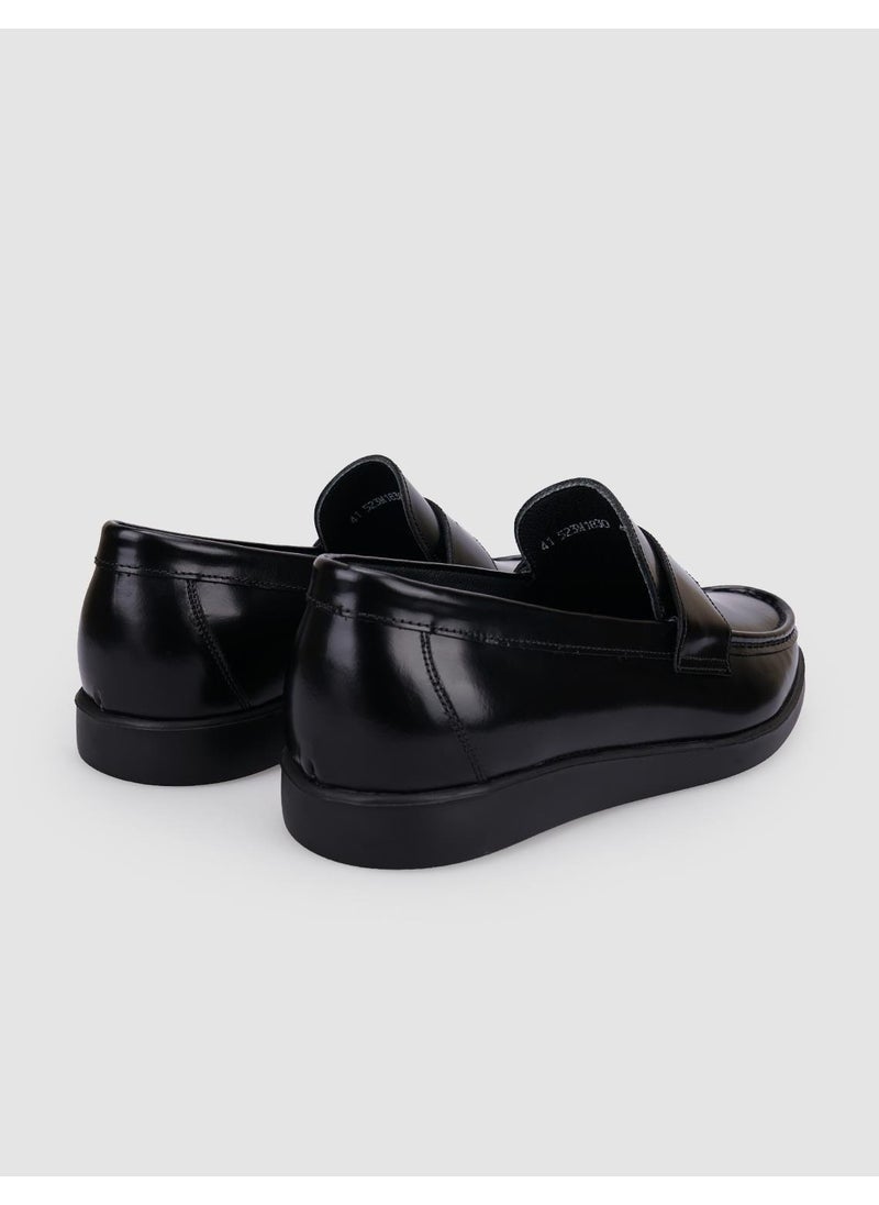 100% Genuine Leather Black Open Men's Casual Shoes