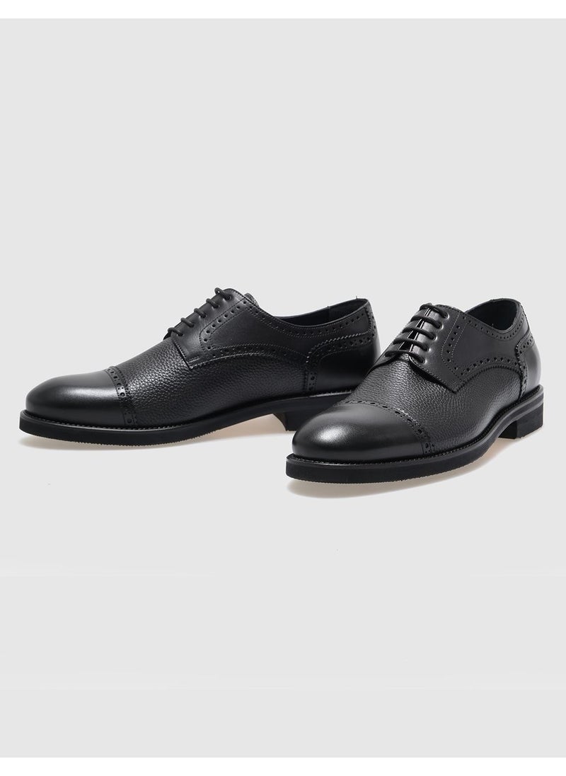 Leather Black Lace-Up Men's Classic Shoes