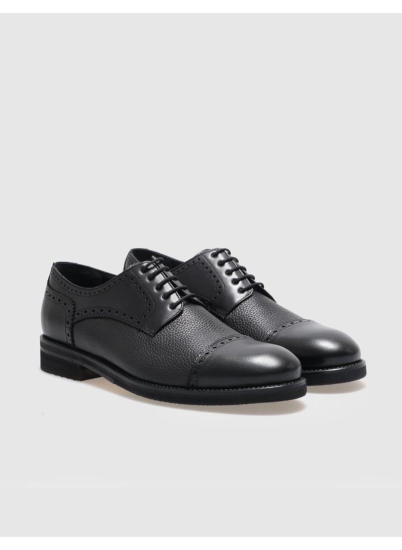 Leather Black Lace-Up Men's Classic Shoes
