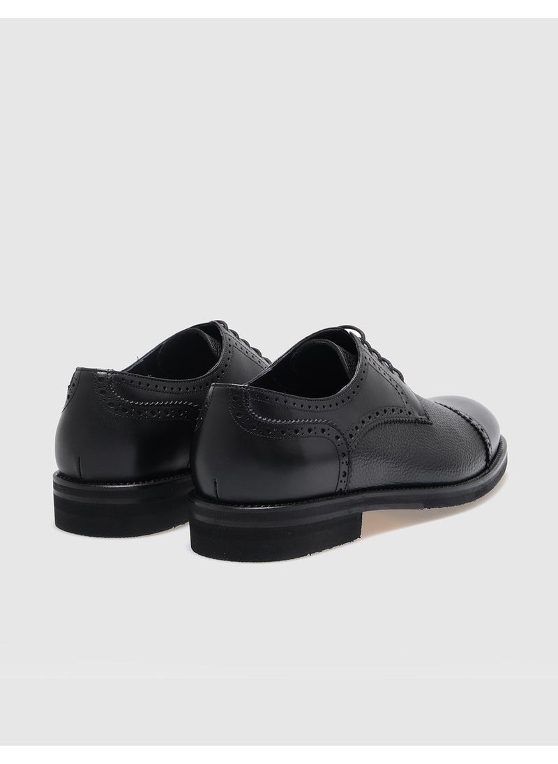 Leather Black Lace-Up Men's Classic Shoes