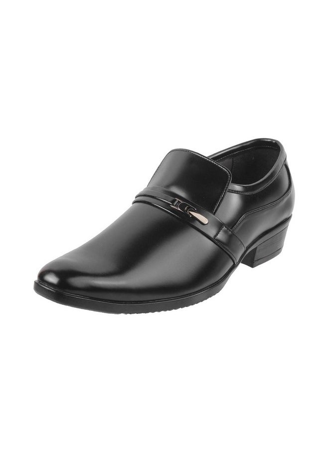 Mochi Men's Black Leather Glossy Slip-on Metal Detail Stylish Moccasin UK/9 EU/43 (19-6388)