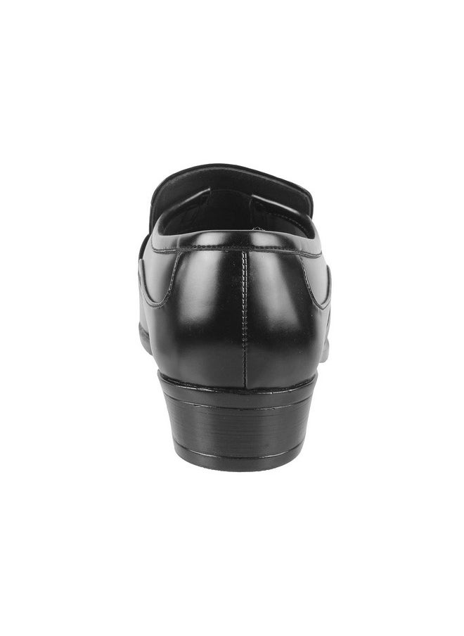 Mochi Men's Black Leather Glossy Slip-on Metal Detail Stylish Moccasin UK/9 EU/43 (19-6388)