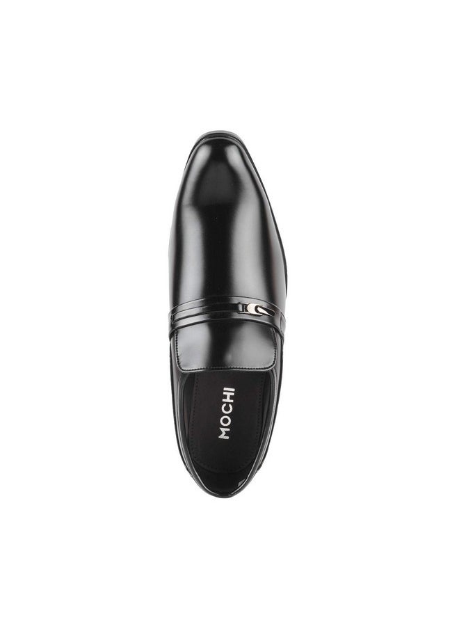 Mochi Men's Black Leather Glossy Slip-on Metal Detail Stylish Moccasin UK/9 EU/43 (19-6388)