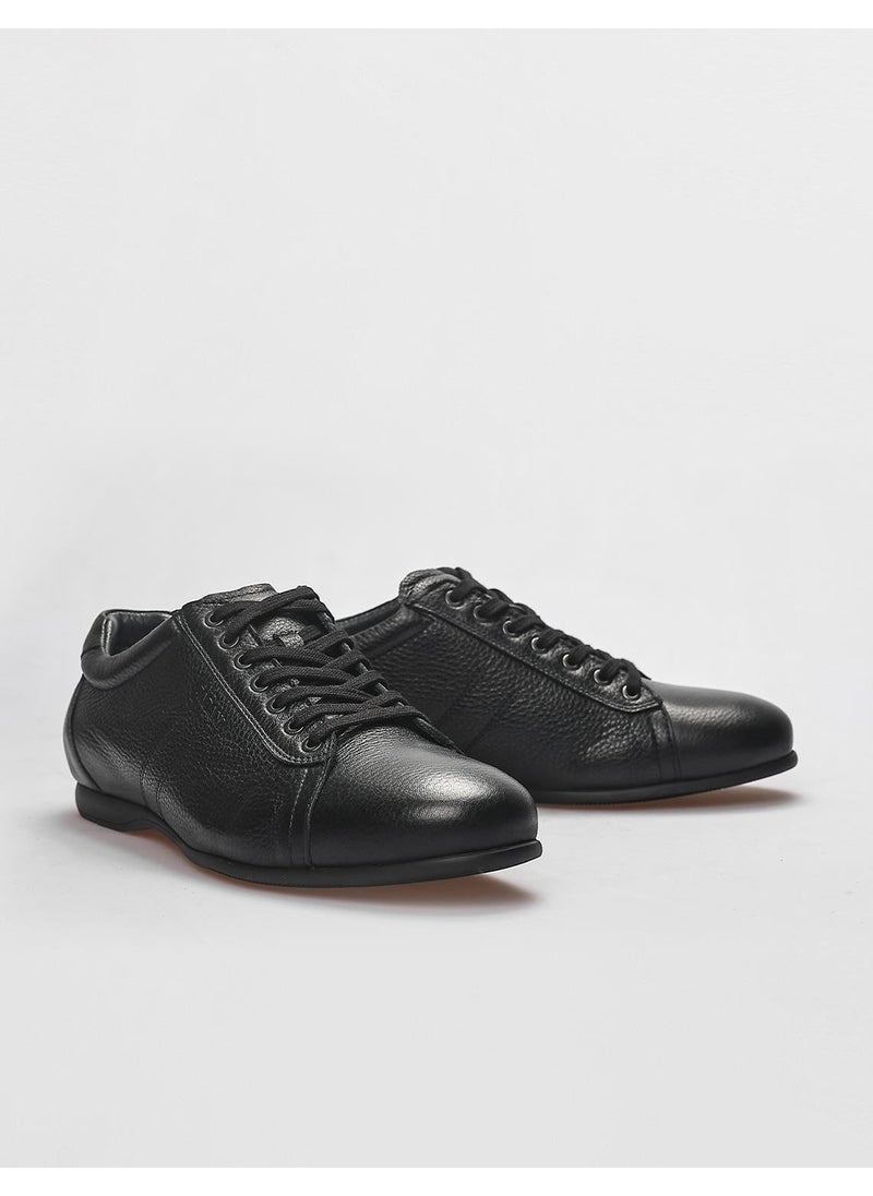 Leather Black Lace-Up Men's Casual Shoes
