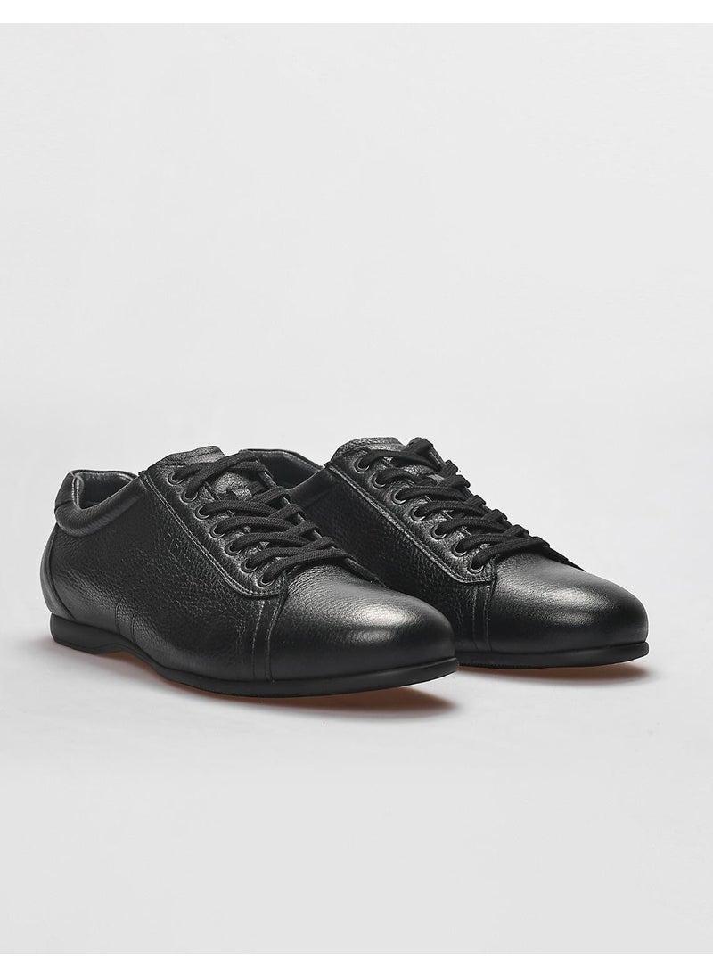 Leather Black Lace-Up Men's Casual Shoes