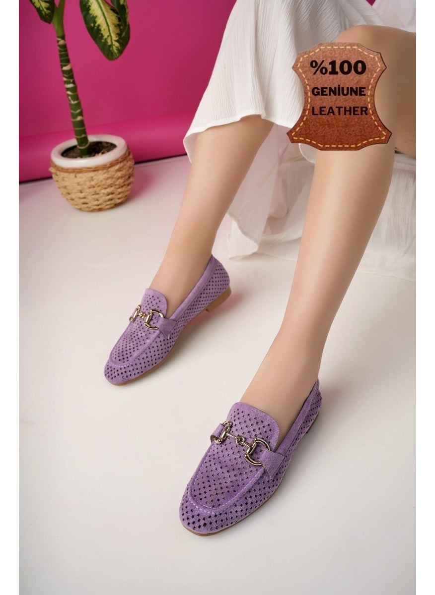 Phuket Laser Breathable Leather Women's Loafer Casual Shoes with Guaranteed Metal Buckle