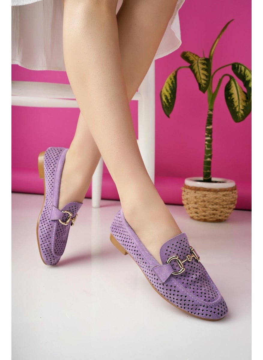 Phuket Laser Breathable Leather Women's Loafer Casual Shoes with Guaranteed Metal Buckle