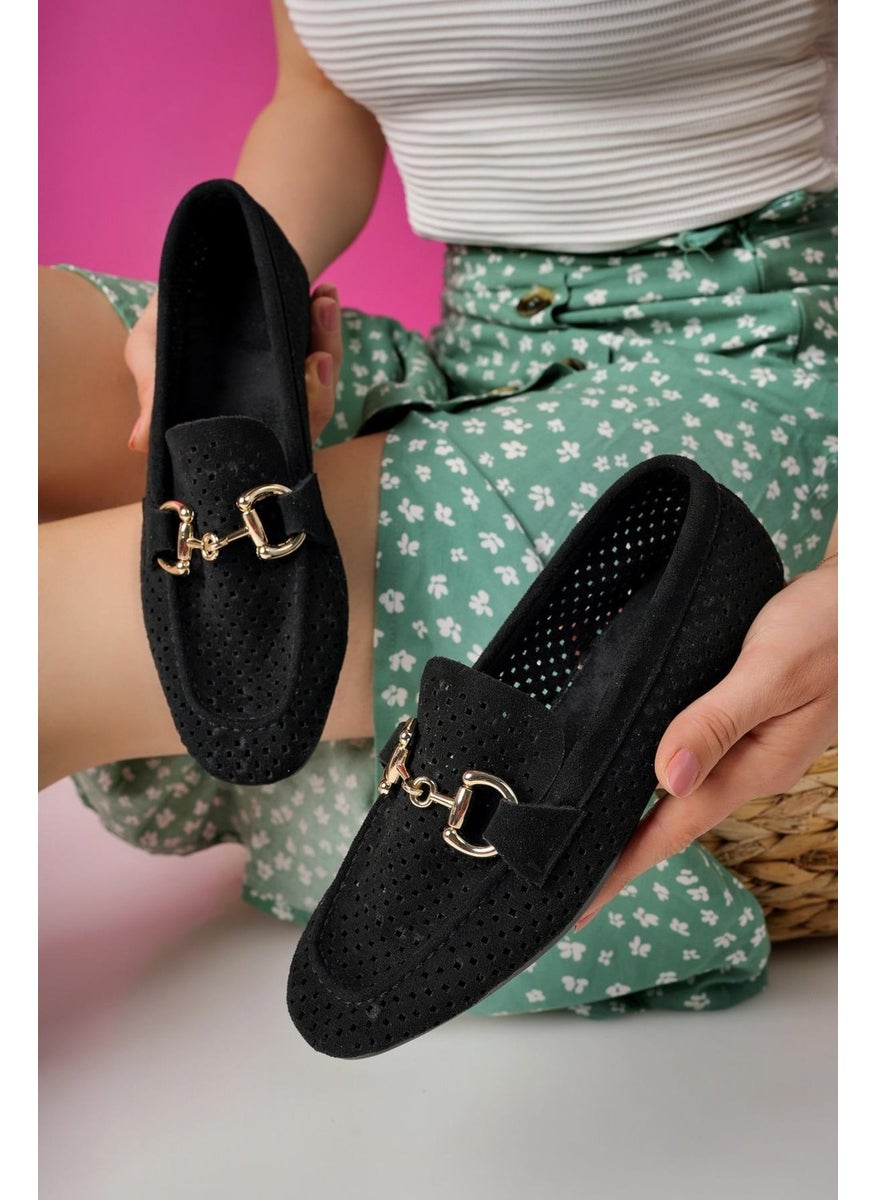 Phuket Laser Breathable Leather Women's Loafer Casual Shoes with Guaranteed Metal Buckle