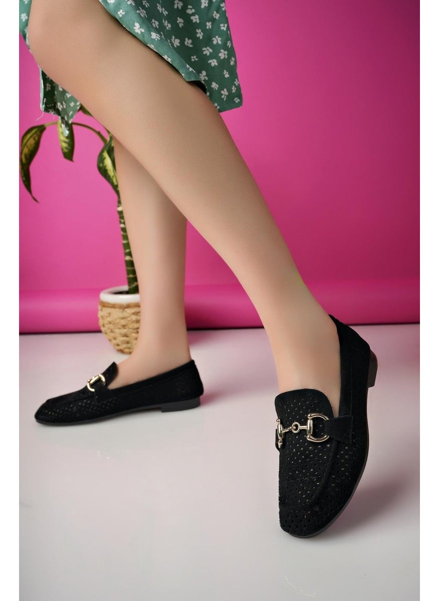 Phuket Laser Breathable Leather Women's Loafer Casual Shoes with Guaranteed Metal Buckle