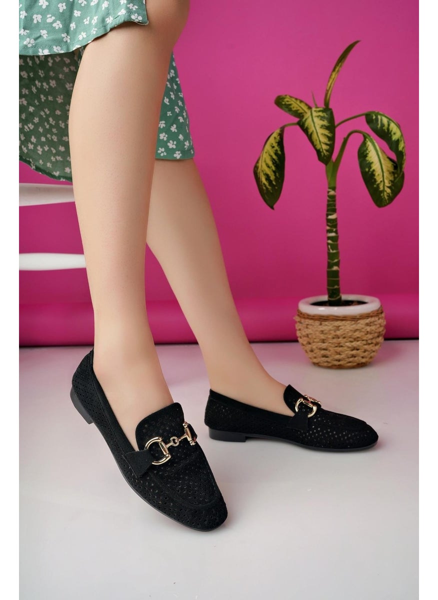 Phuket Laser Breathable Leather Women's Loafer Casual Shoes with Guaranteed Metal Buckle