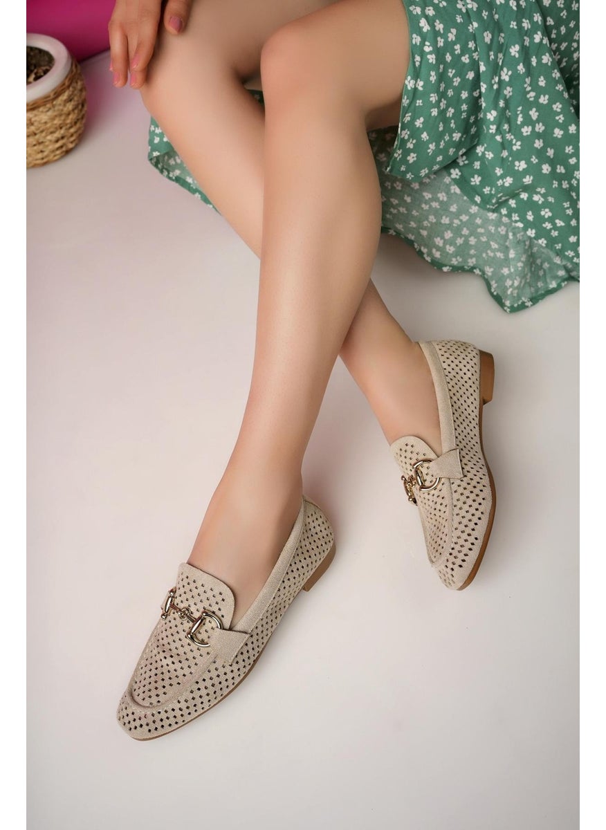 Phuket Laser Breathable Leather Women's Loafer Casual Shoes with Guaranteed Metal Buckle