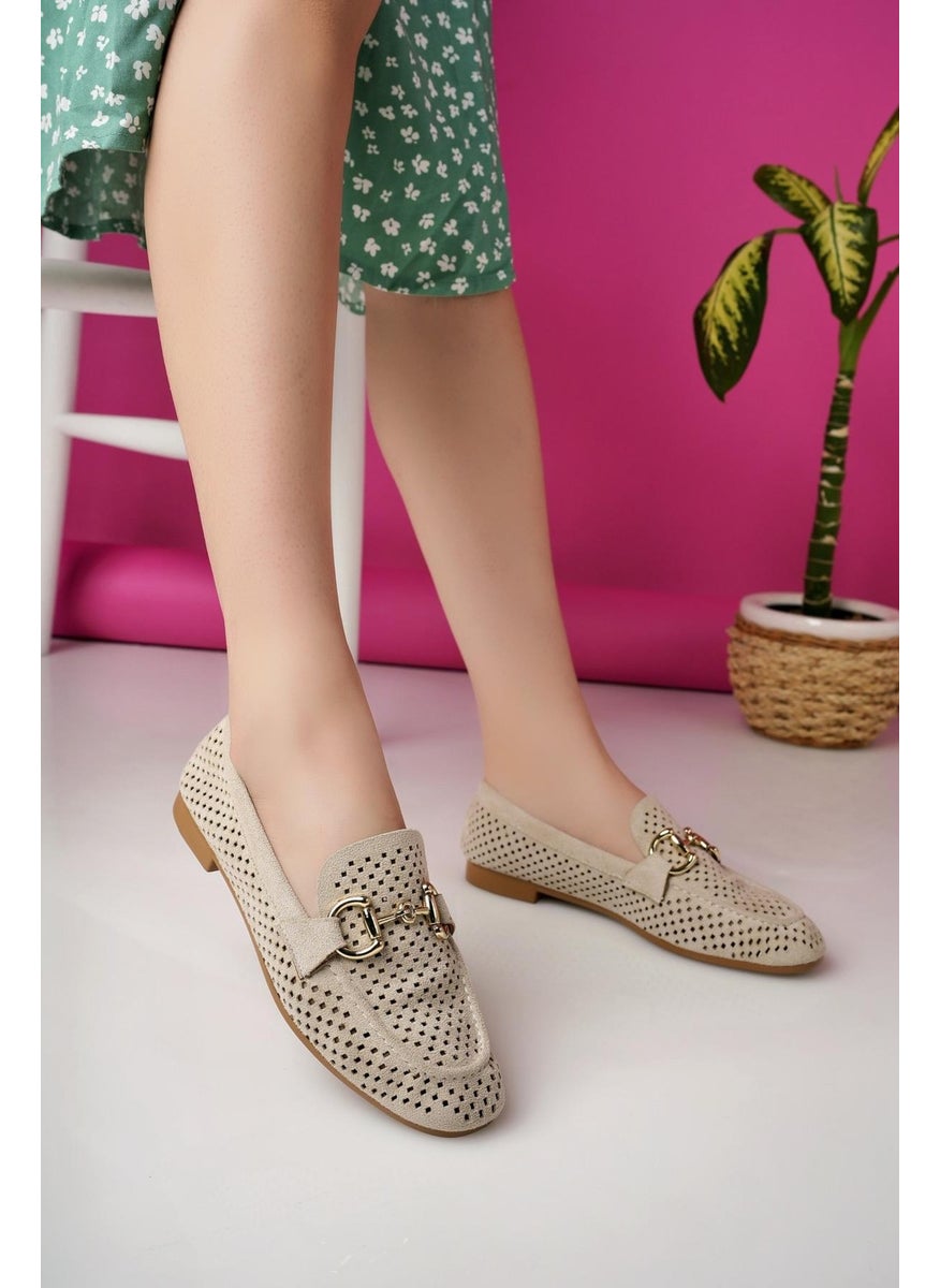 Phuket Laser Breathable Leather Women's Loafer Casual Shoes with Guaranteed Metal Buckle