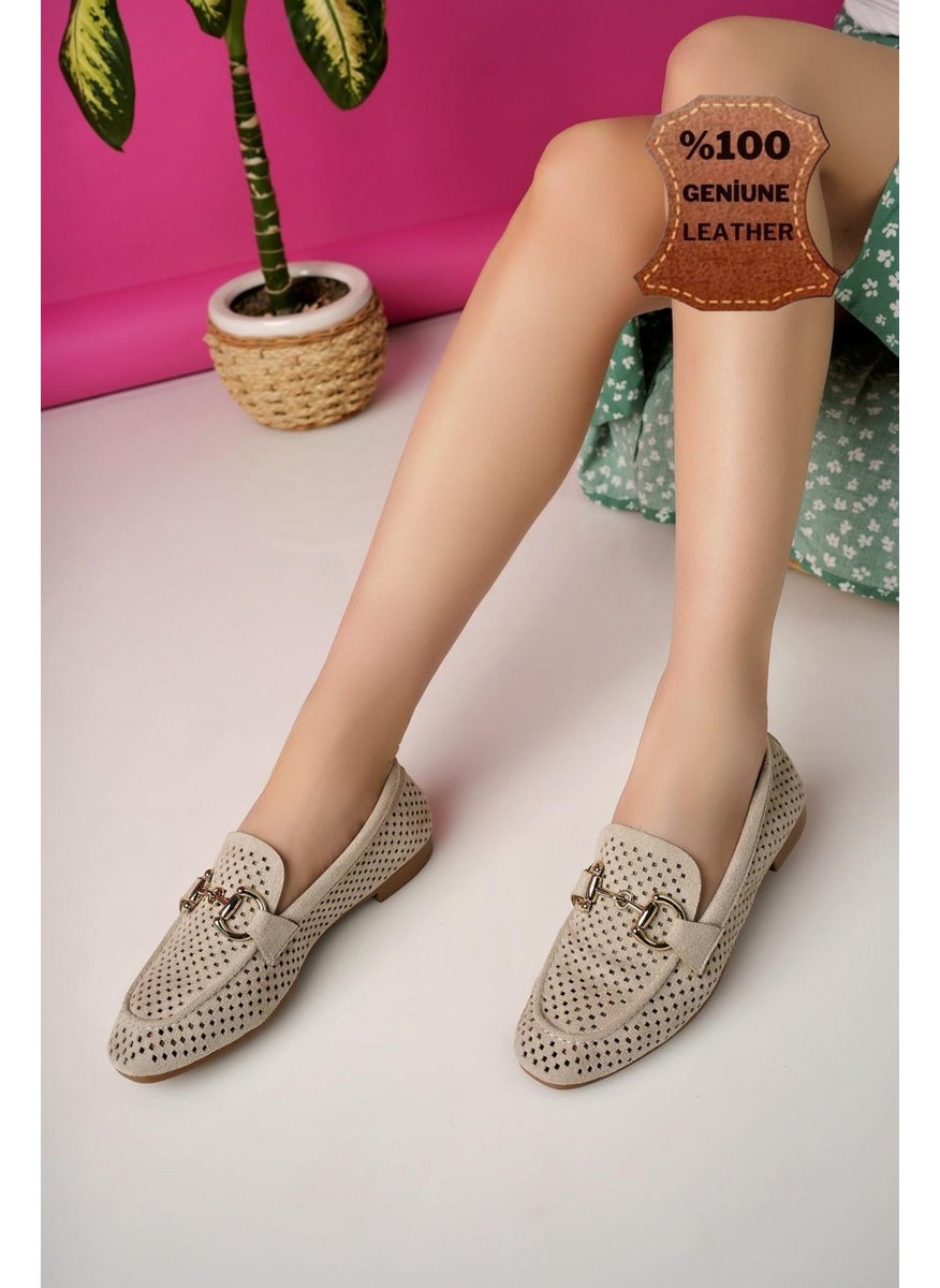 Phuket Laser Breathable Leather Women's Loafer Casual Shoes with Guaranteed Metal Buckle